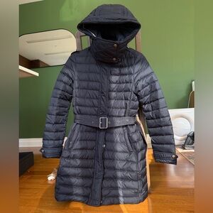 Burberry down coat in navy blue
